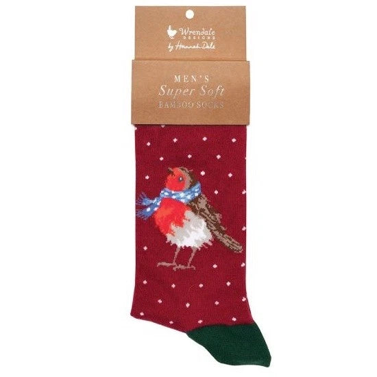 Wrendale Mens Robin Xmas Socks - Tweetings Fair Isle - Lucks of Louth