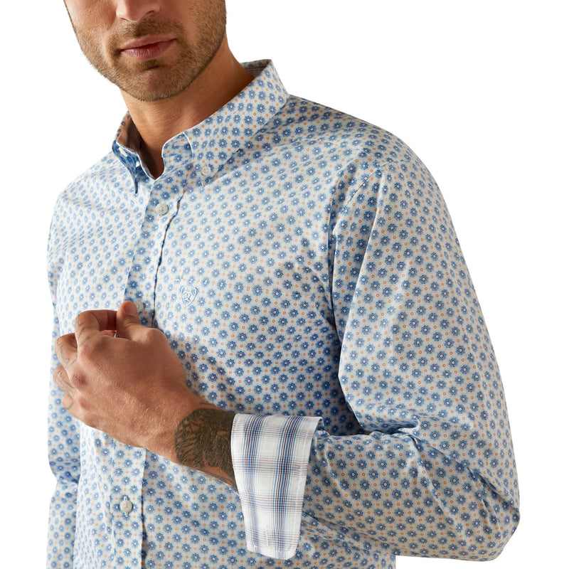 Ariat Booker Long Sleeve Wrinkle Free Shirt - Blue - Lucks of Louth