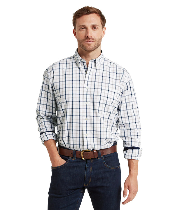 Schoffel Mens Brancaster Classic Shirt - Oxford Navy Check - Lucks of Louth