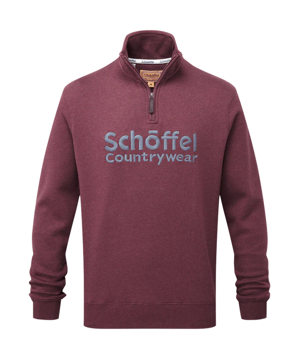 Schoffel Bude Sweatshirt Quarter Zip Sweatshirt - Wine Marl - Lucks of Louth