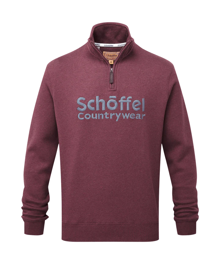 Schoffel Bude Sweatshirt Quarter Zip Sweatshirt - Wine Marl - Lucks of Louth