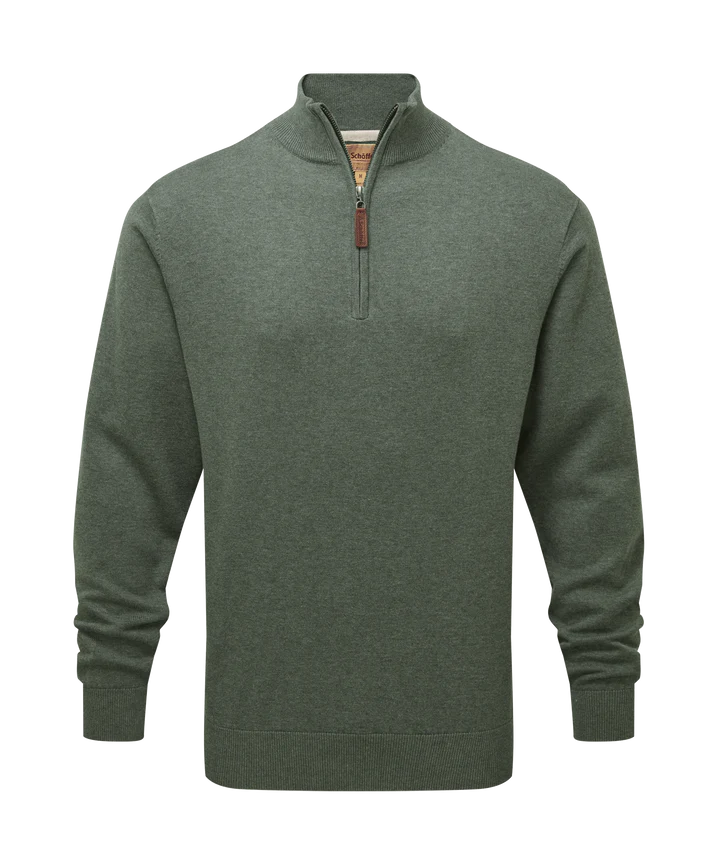 Schoffel Porthmeor Pima Cotton 1/4 Zip - Country Green - Lucks of Louth