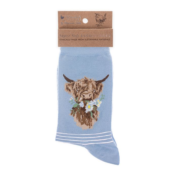 Wrendale Daisy Coo Socks - Blue - Lucks of Louth