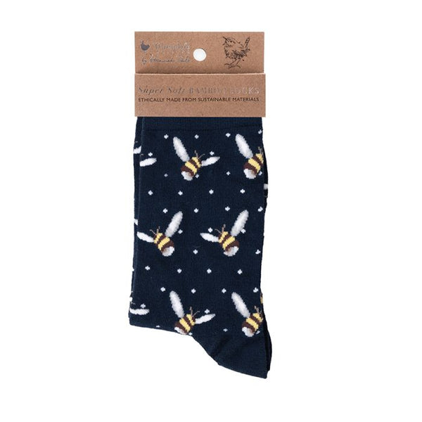 Wrendale Busy Bee Socks - Navy - Lucks of Louth