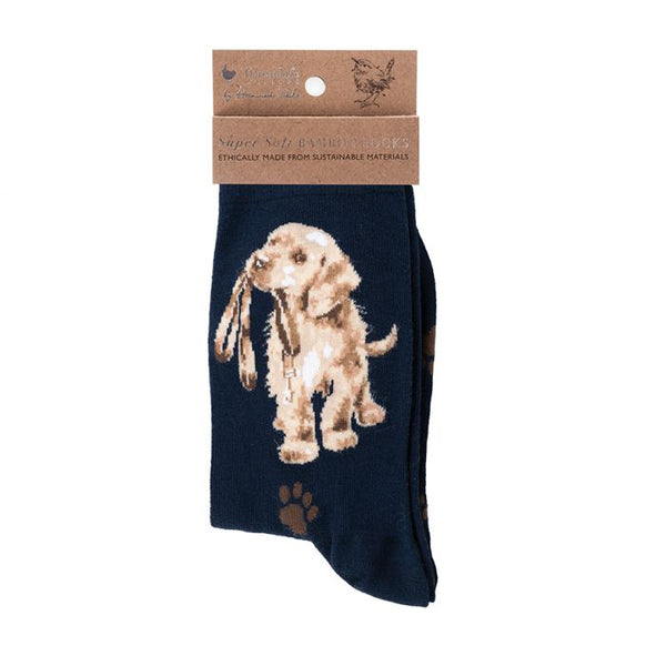 Wrendale Socks - Hopeful Labrador Navy - Lucks of Louth