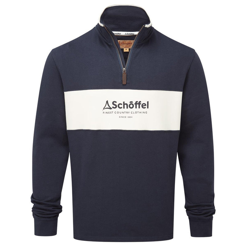 Schoffel Mens Trencrom Quarter Zip Sweatshirt - Navy/Stone - Lucks of Louth