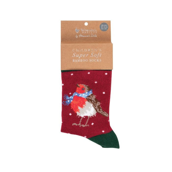 Wrendale Childrens Xmas Socks - Robin Seasons Tweetings - Lucks of Louth