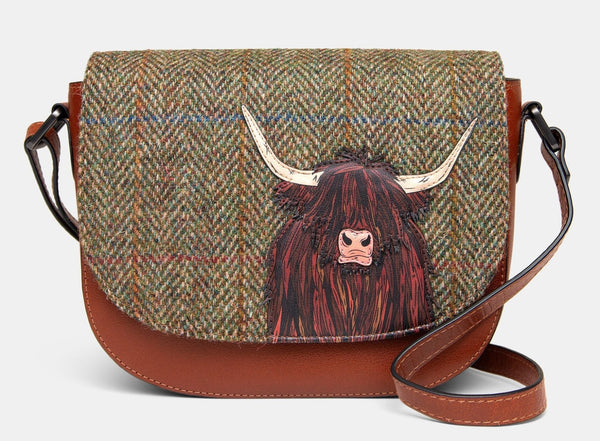 Yoshi Flap Over Cross Body Bag - Highland Cow Brown - Lucks of Louth