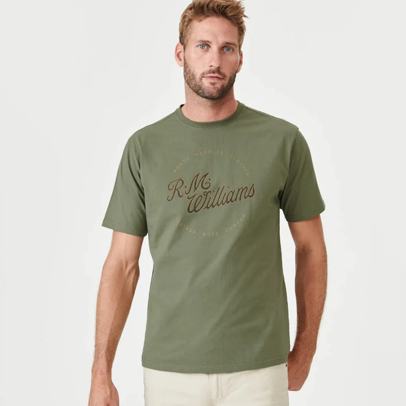 RM Williams Script Stamp T-Shirt - Khaki - Lucks of Louth