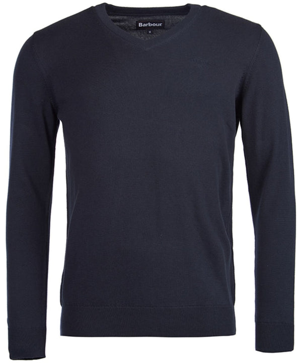 Barbour Pima Cotton V-Neck Jumper - Navy - Lucks of Louth