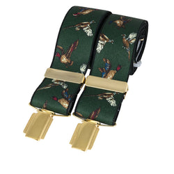 David Aster Braces- Green Flying Game Birds - Lucks of Louth