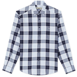 RM Williams Collins Long Sleeve Shirt - Blue /Navy/White Check - Lucks of Louth