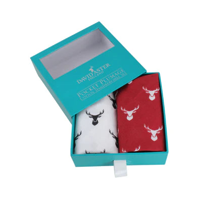 David Aster Pocket Plumage Handkerchief Box Set - Stag - Lucks of Louth