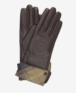Barbour Lady Jane Leather Gloves - Chocolate/Classic - Lucks of Louth