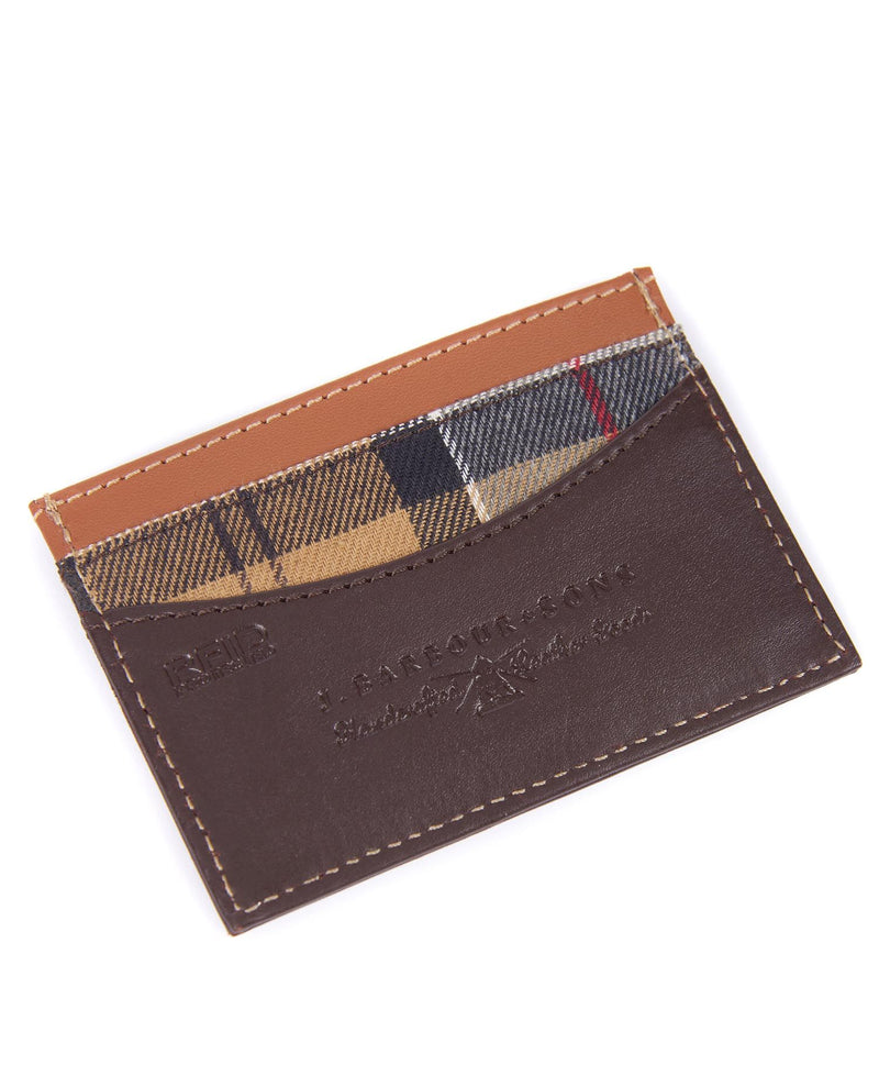 Barbour Elvington Leather Card Holder - Dark Brown/Tan - Lucks of Louth