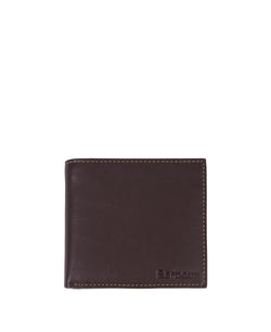 Barbour Elvington Leather Billfold Coin Wallet - Dark Brown/Tan - Lucks of Louth