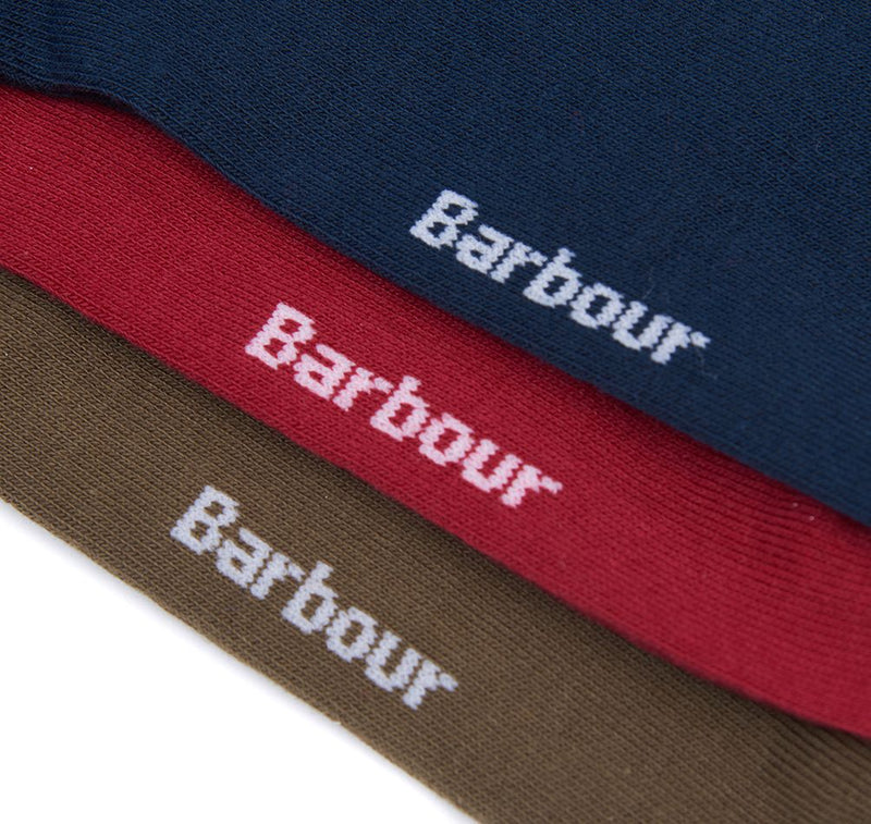Barbour Saltire Sock 3 Pack - Navy/Lobster Red/Olive - Lucks of Louth