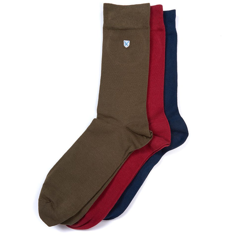 Barbour Saltire Sock 3 Pack - Navy/Lobster Red/Olive - Lucks of Louth