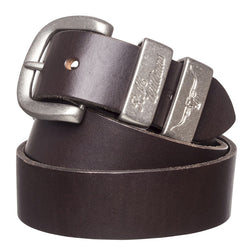 RM Williams Solid Hide Work Belt - Brown (Antique Silver) - Lucks of Louth