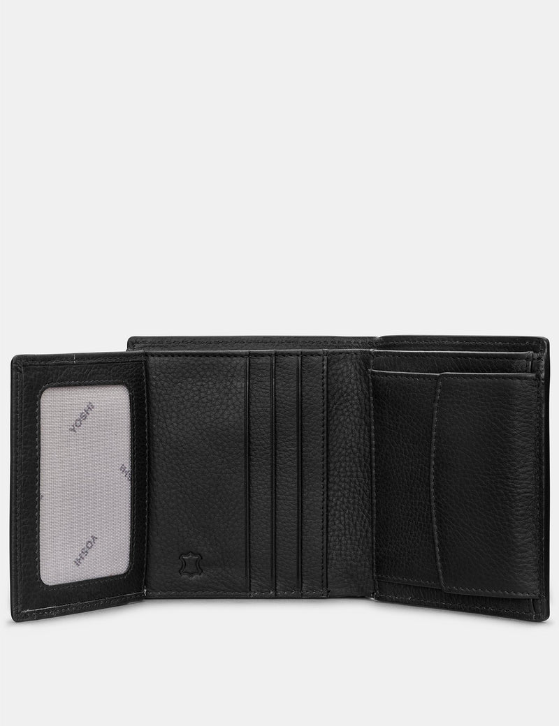 Yoshi Mens Two Fold Leather Coin Pocket Wallet - Black (Y2035 17 1) - Lucks of Louth