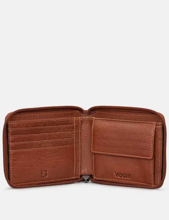 Yoshi Mens Zip Around Wallet - Brown (Y2046 17 8) - Lucks of Louth