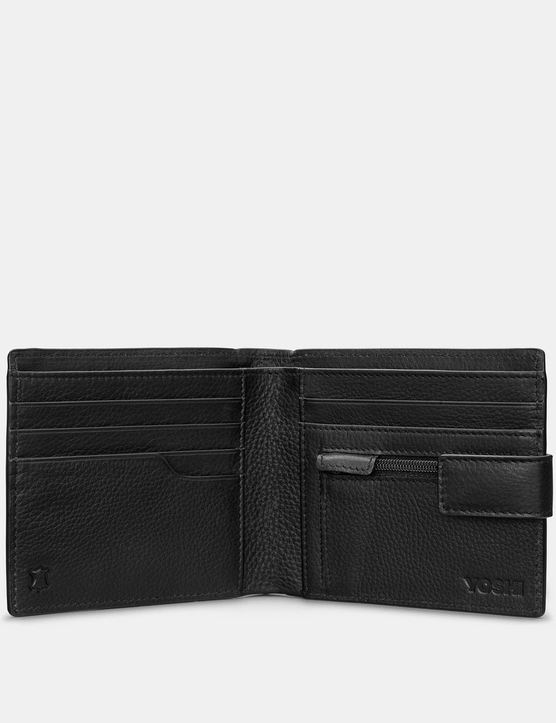 Yoshi Mens Two Fold Leather Wallet With Tab - Black (Y2475 17 1) - Lucks of Louth