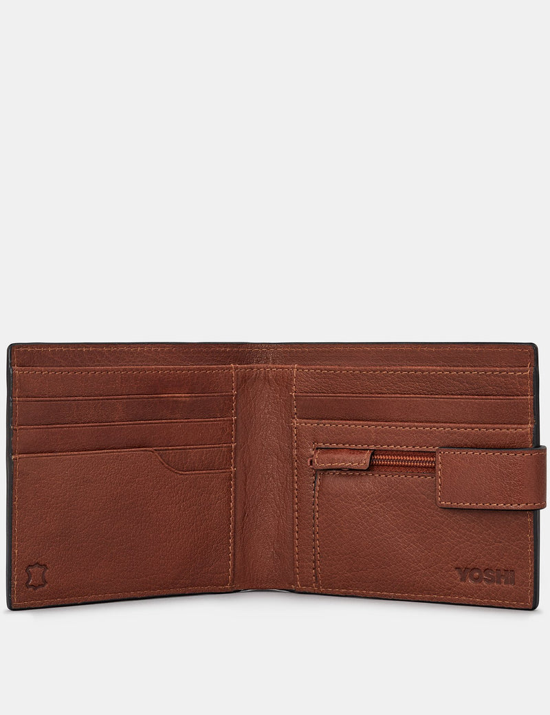 Yoshi Mens Two Fold Leather Wallet With Tab - Brown (Y2475 17 8) - Lucks of Louth