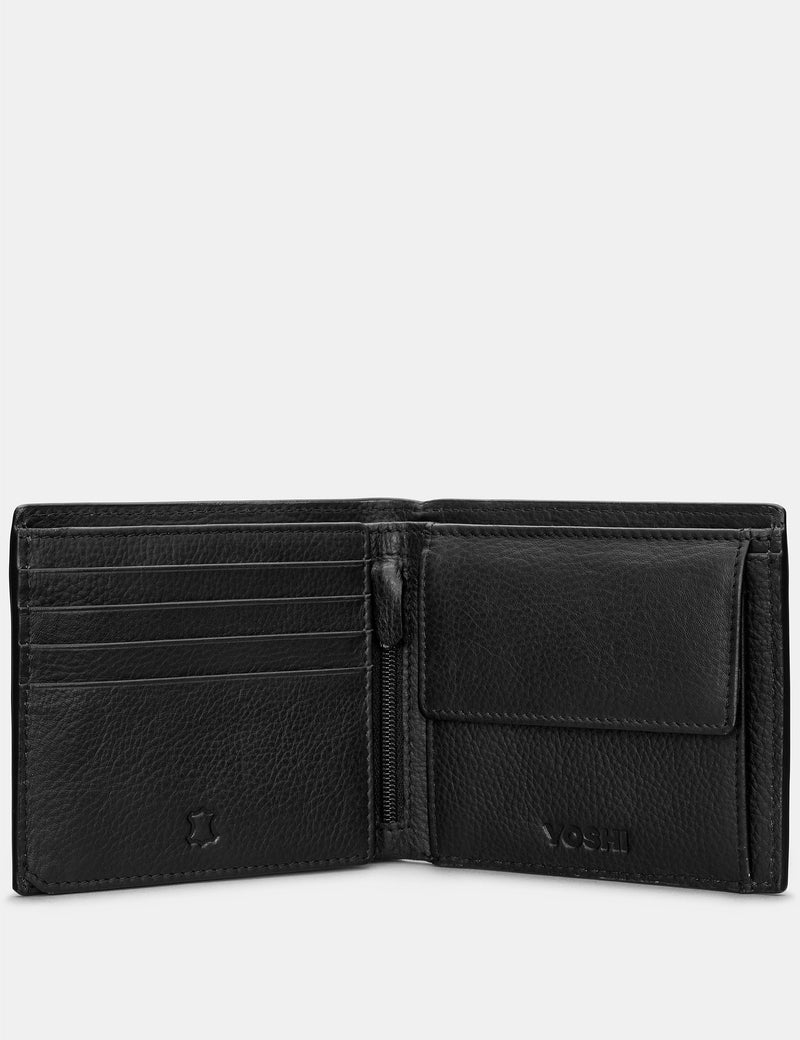 Yoshi Mens Extra Capacity Leather Wallet With Coin Pocket- Black (Y2479 17 1) - Lucks of Louth
