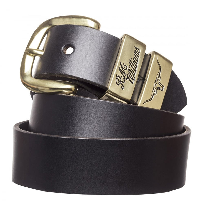 RM Williams Solid Hide Work Belt - Black - Lucks of Louth