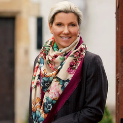 Clare Haggas Airs & Graces Wool/Silk Shawl - Cream - Lucks of Louth