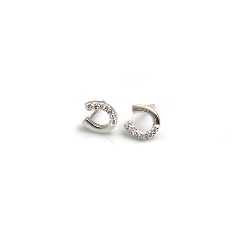 Hiho CZ and Sterling Silver Horseshoe Stud Earrings - Lucks of Louth