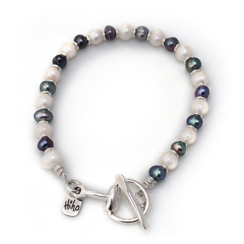 Hiho Silver Freshwater Multi Pearl & Sterling Silver Snaffle Bracelet - Lucks of Louth