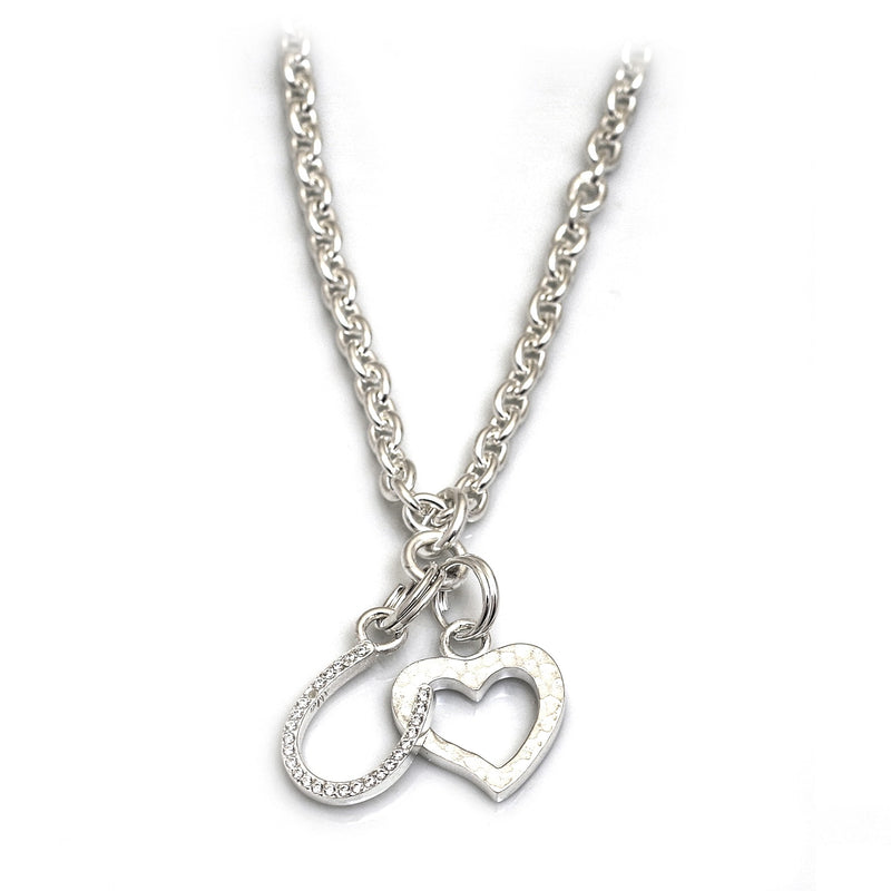 Hiho Sterling Silver Heart and Horse Shoe Cluster Neckless - Lucks of Louth