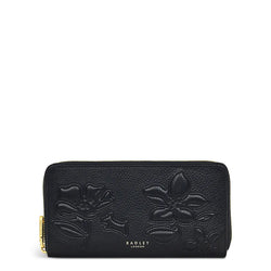 Radley London Floral Embossed Large Zip Around Matinee Purse, Black - Lucks of Louth