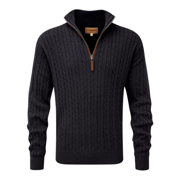Schoffel Cotton Cashmere 1/4 Zip Jumper - Charcoal - Lucks of Louth