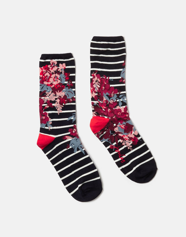 Joules Excellent Everyday Socks - Navy Floral - Lucks of Louth