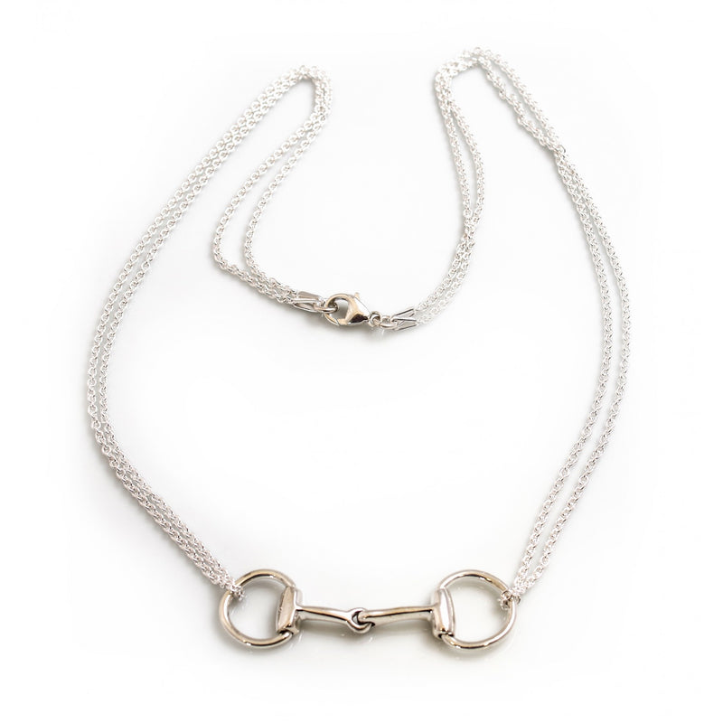 Hiho Silver Sterling Silver Double Chained Snaffle Necklace - Lucks of Louth