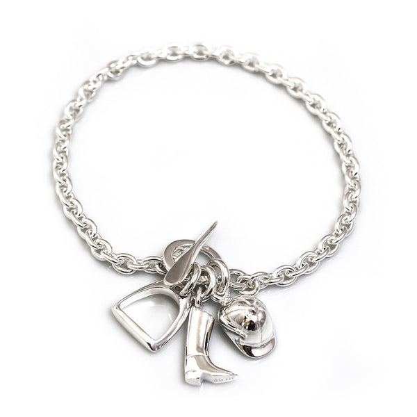 Hiho Sterling Sterling Silver Fob Bracelet with Equestrian Charms - Lucks of Louth