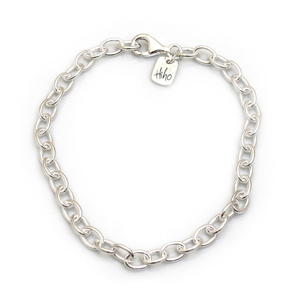Hiho Silver Sterling Silver Oval Linked Fob Bracelet - Lucks of Louth